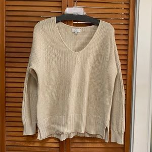 Lucky Brand Sweater, NWOT, Size S, Color Oatmeal, V-Neck, Length 24 inches